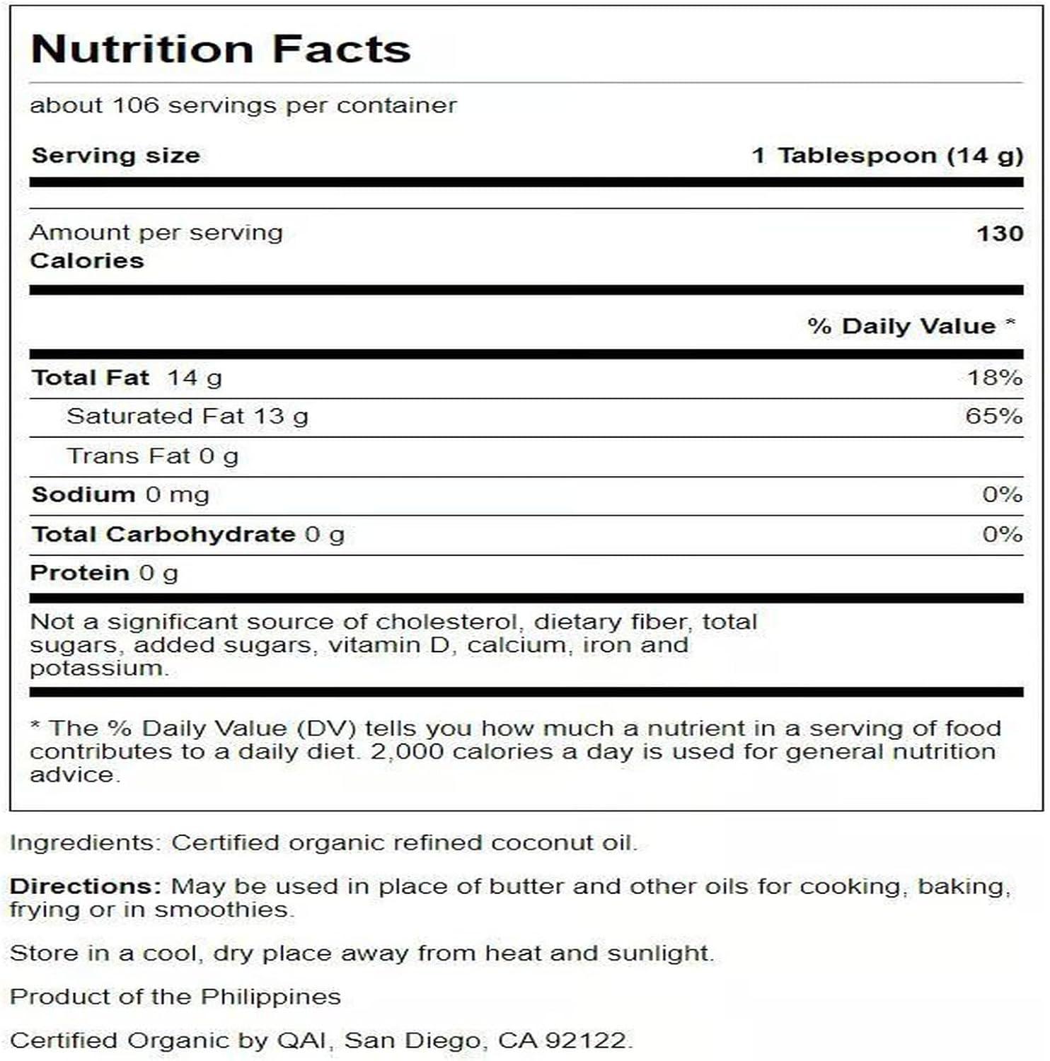 imageSwanson 100 Certified Organic Flavor Free Coconut Oil Cooking Baking Frying Beauty EFAs MCTs 3 lbs 6 ounces 153 kg Solid Oil