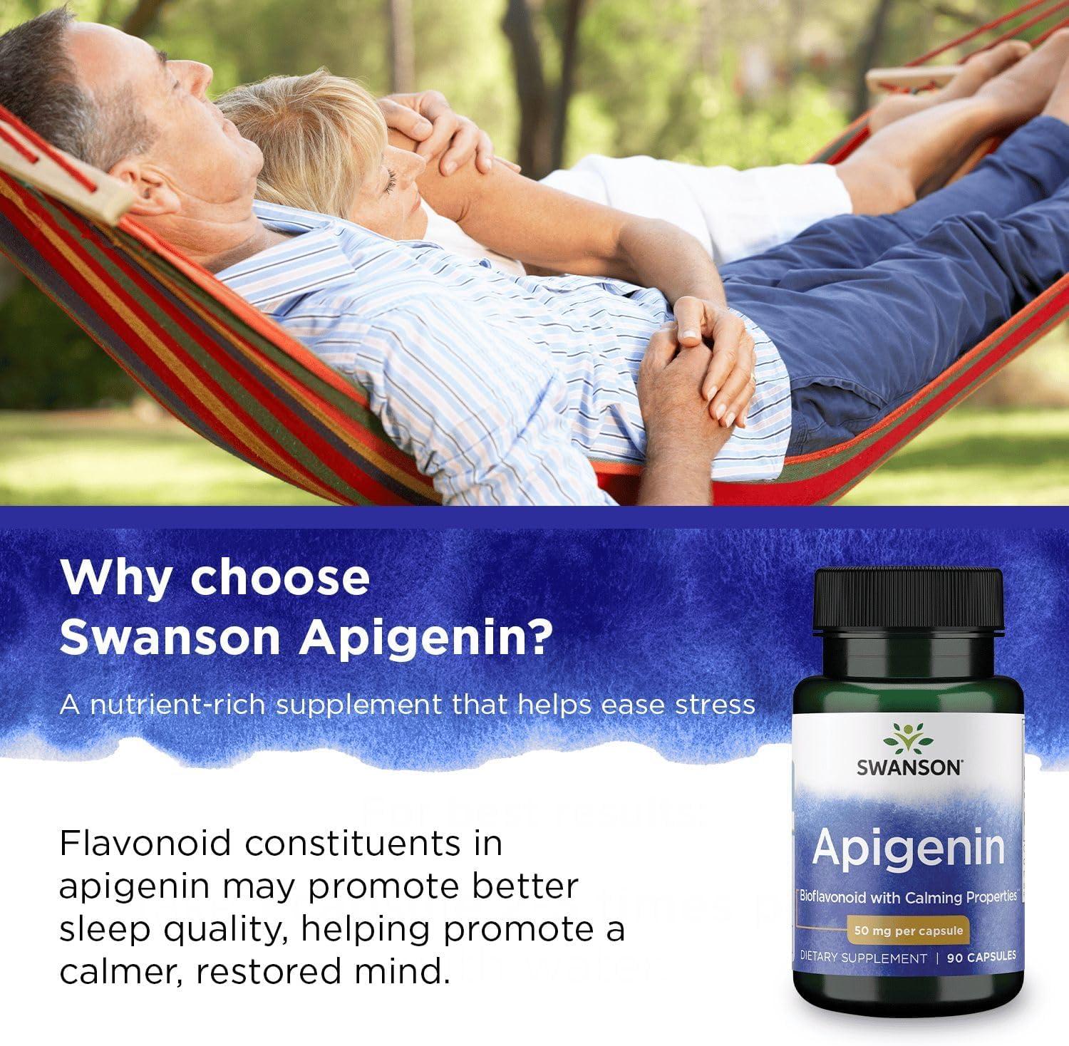 imageSwanson Apigenin Supplement 50mg Capsules 90 Count Helps Promote Sleep Stress Relief ampamp Overall Mens Health90 Count Pack of 1