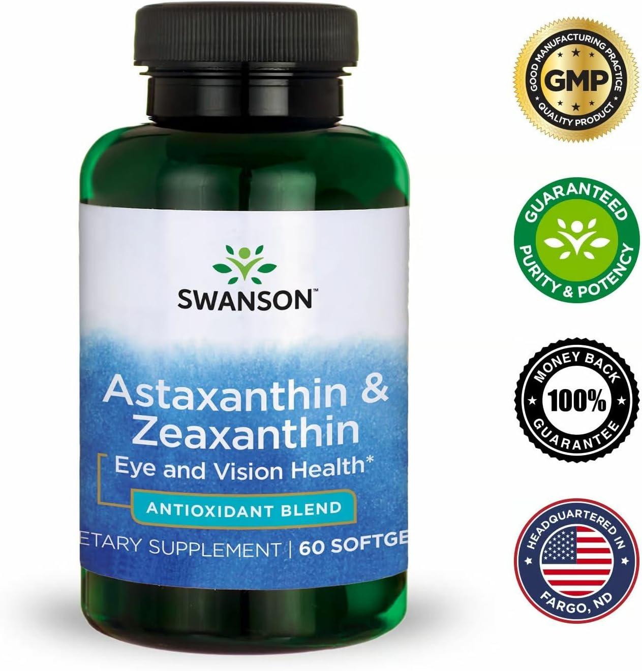 imageSwanson Astaxanthin ampamp Zeaxanthin Eye Vision Brain Skin Health Antioxidant Support Supplement Astaxanthin 4 mg ampamp OmniXan Zeaxanthin 4 mg 60 Softgels Sgels60 Count Pack of 2