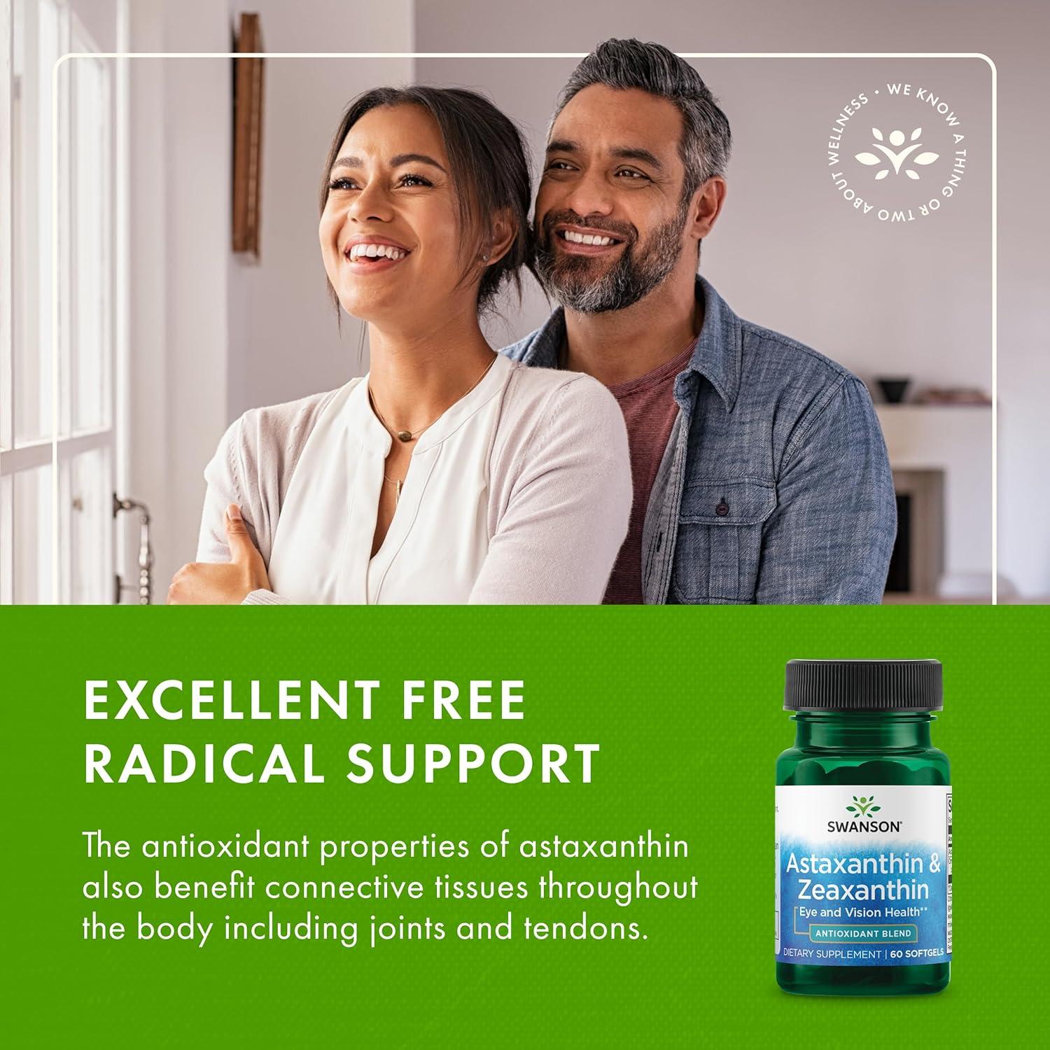 imageSwanson Astaxanthin ampamp Zeaxanthin Eye Vision Brain Skin Health Antioxidant Support Supplement Astaxanthin 4 mg ampamp OmniXan Zeaxanthin 4 mg 60 Softgels Sgels60 Count Pack of 1