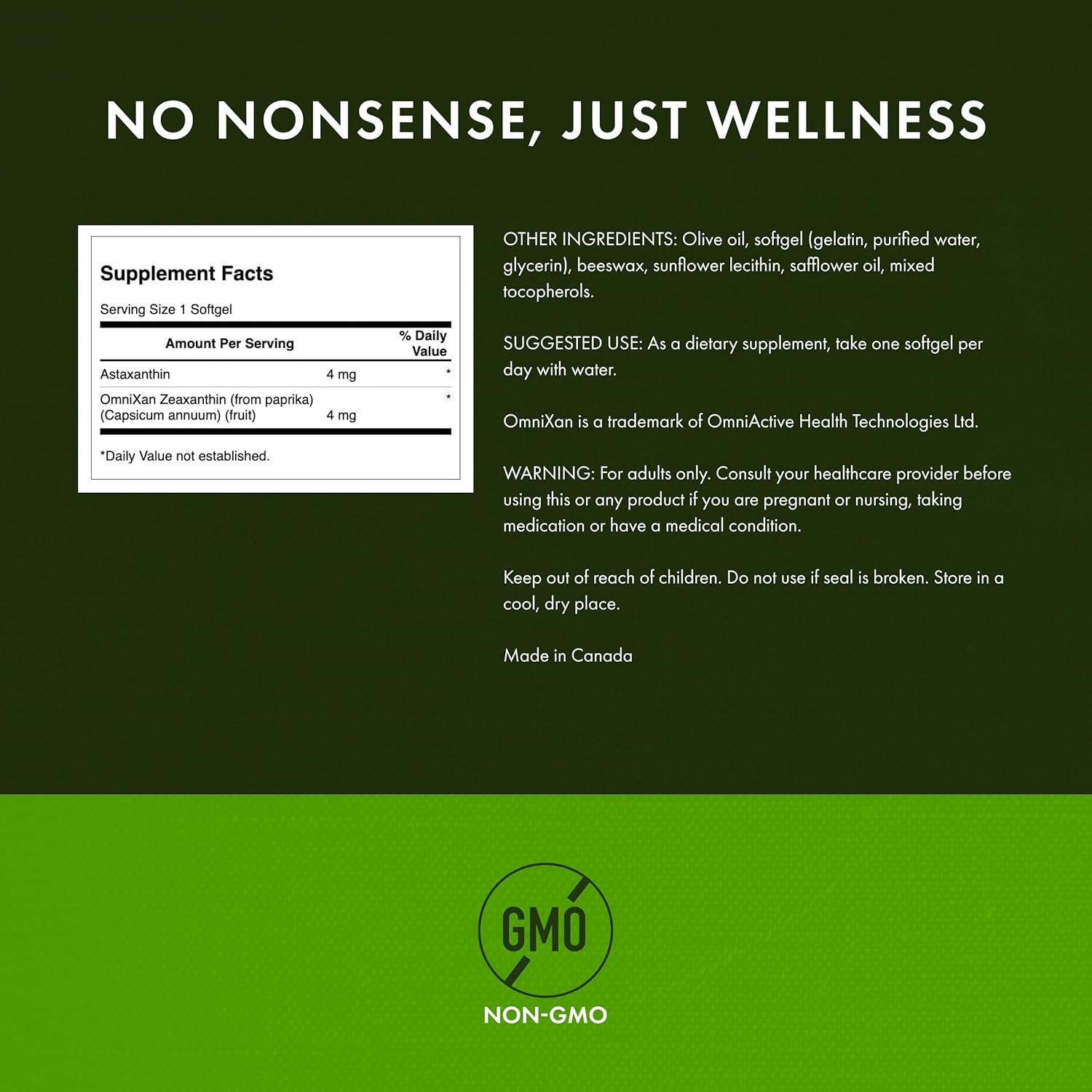 imageSwanson Astaxanthin ampamp Zeaxanthin Eye Vision Brain Skin Health Antioxidant Support Supplement Astaxanthin 4 mg ampamp OmniXan Zeaxanthin 4 mg 60 Softgels Sgels60 Count Pack of 1