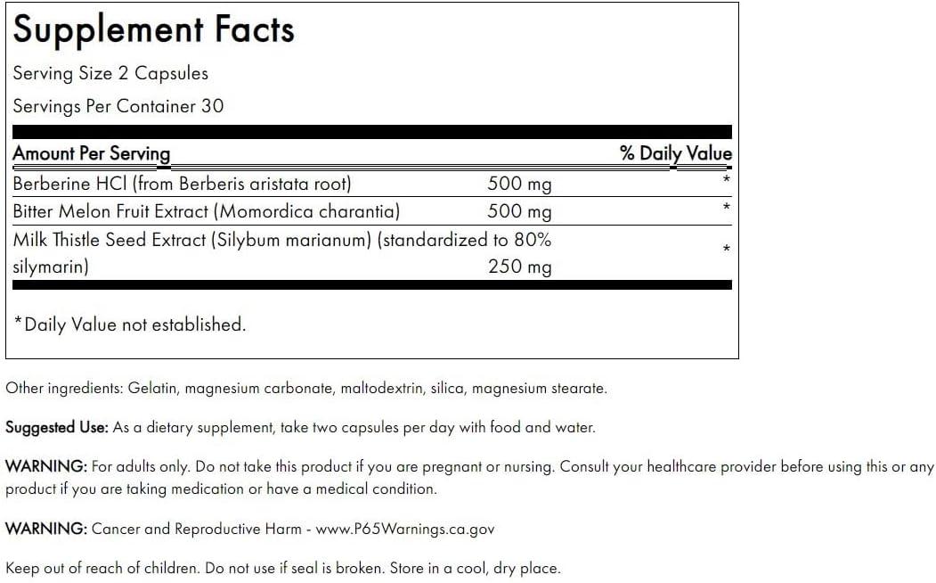 imageSwanson Berberine Plus with Bitter Melon ampamp Milk Thistle 3in1 Formula 60 Caps