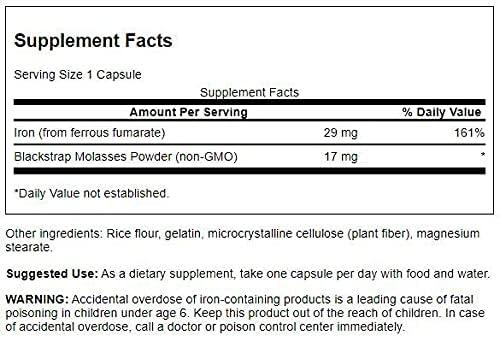imageSwanson Blackstrap Molasses Natural Iron Supplement Promoting Healthy Skin Premium Wellness Formula 120 Capsules 29mg Each120 Count Pack of 2