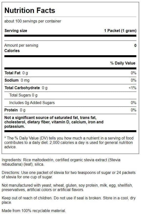 imageSwanson Green Leaf Stevia Extract 100 Packets