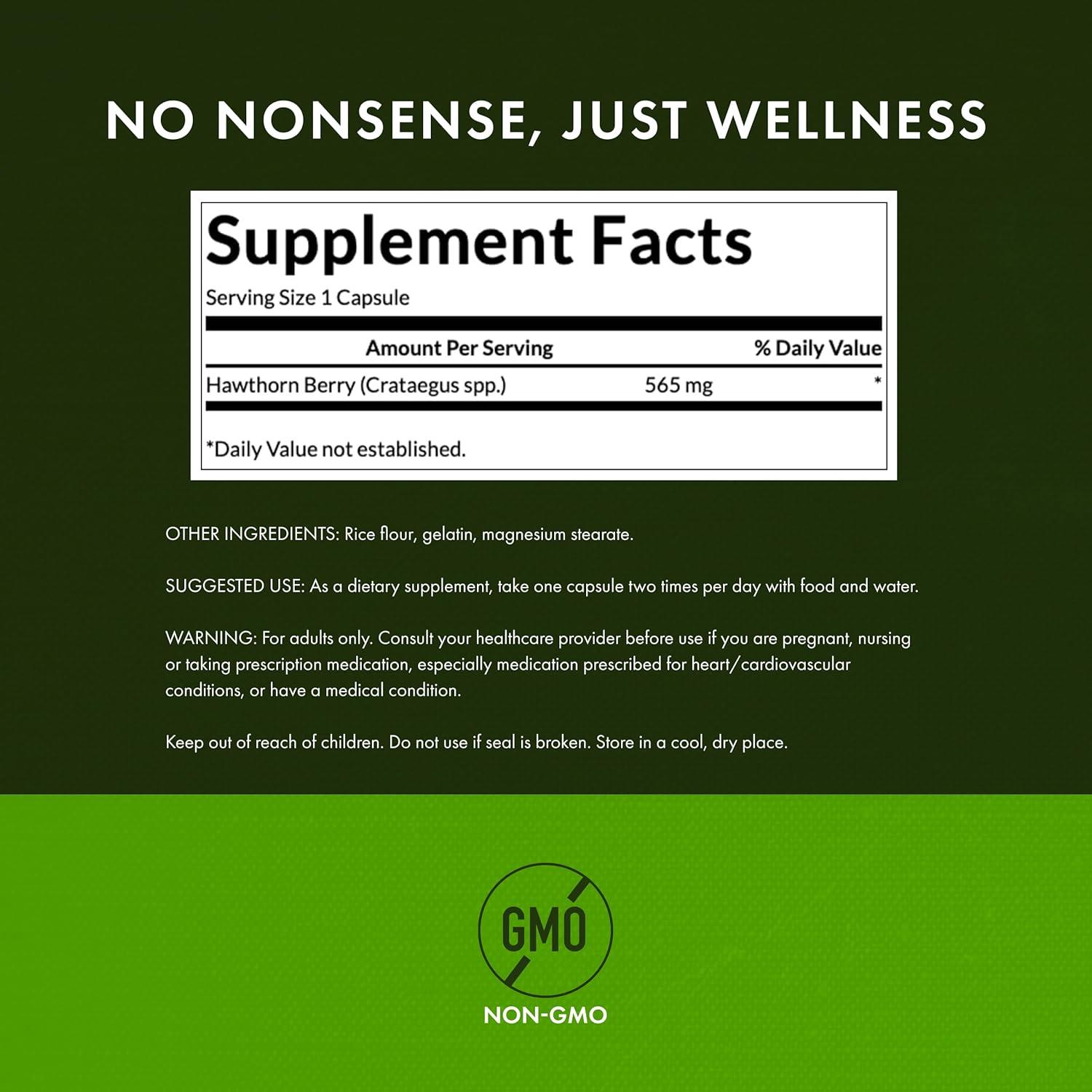 imageSwanson Hawthorn Berry Antioxidant Circulation Support 250 Capsules 565 mg Each