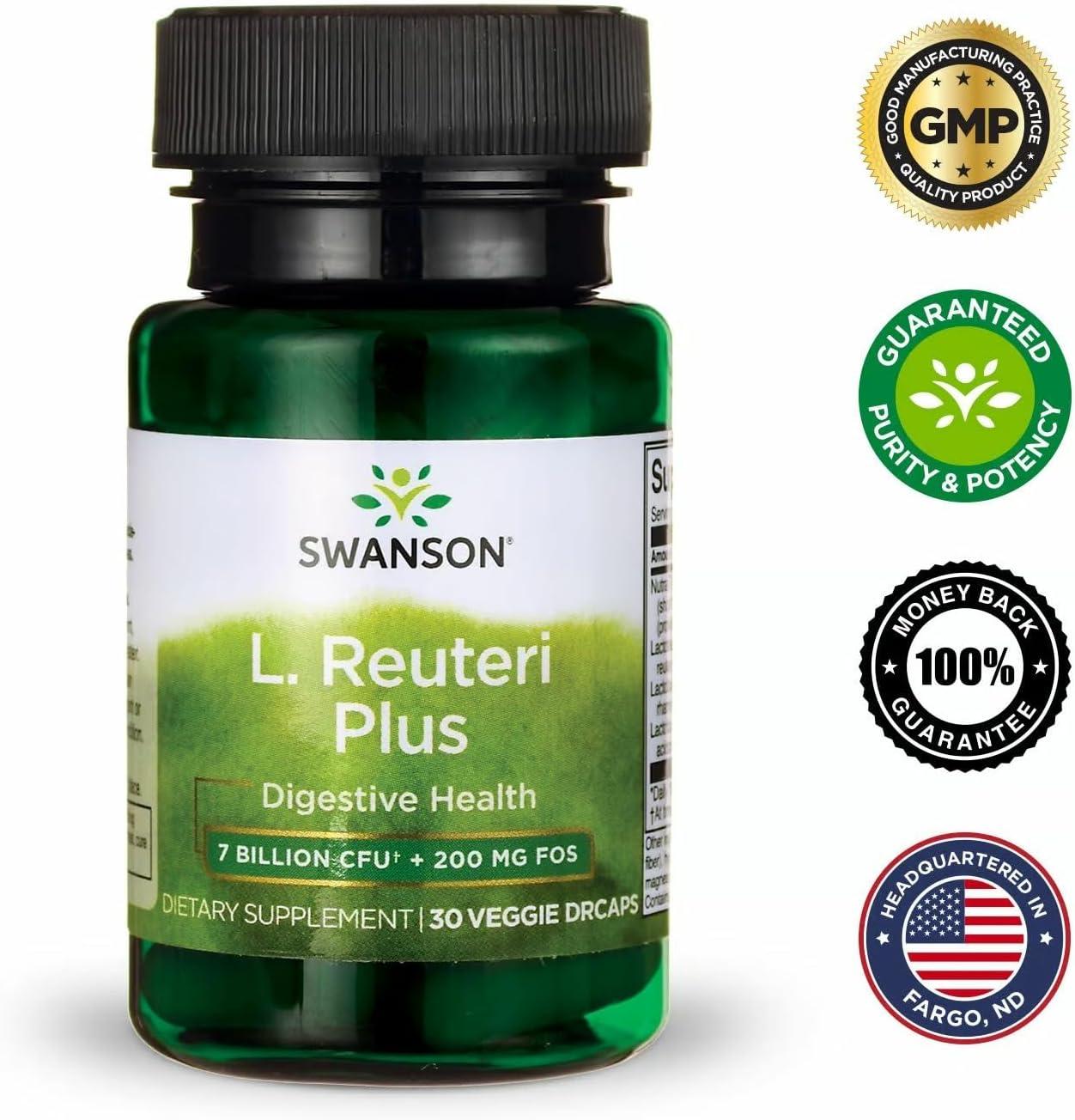 imageSwanson L Reuteri Probiotic Plus wL Rhamnosus L Acidophilus ampamp FOS Prebiotic Digestive Support Promotes Gut Health w 7 Billion CFU per Capsule 30 Veggie Capsules30 Count Pack of 4