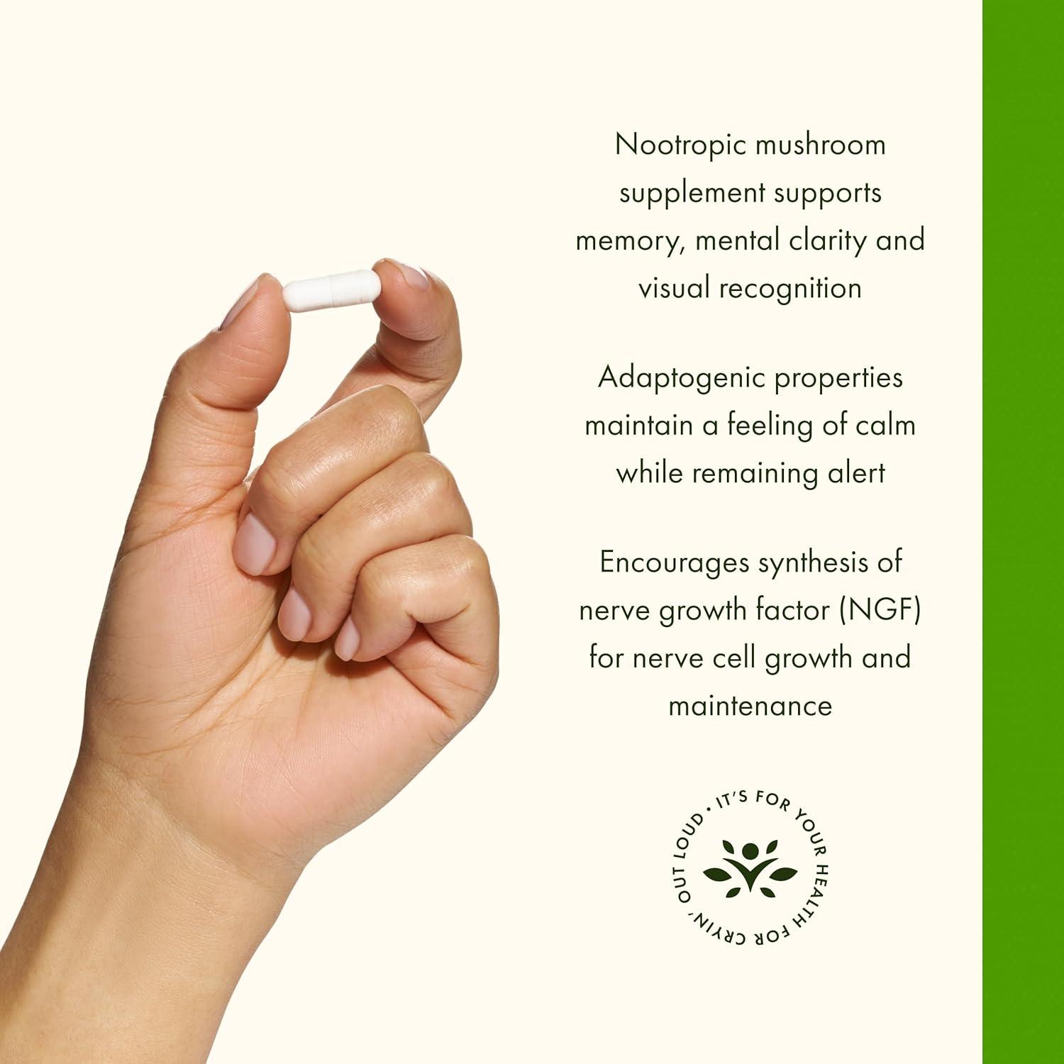 imageSwanson Lions Mane Mushroom Capsules 500 mg Each 60 Capsules Herbal Supplement Supporting Cognitive Function60 Count Pack of 1