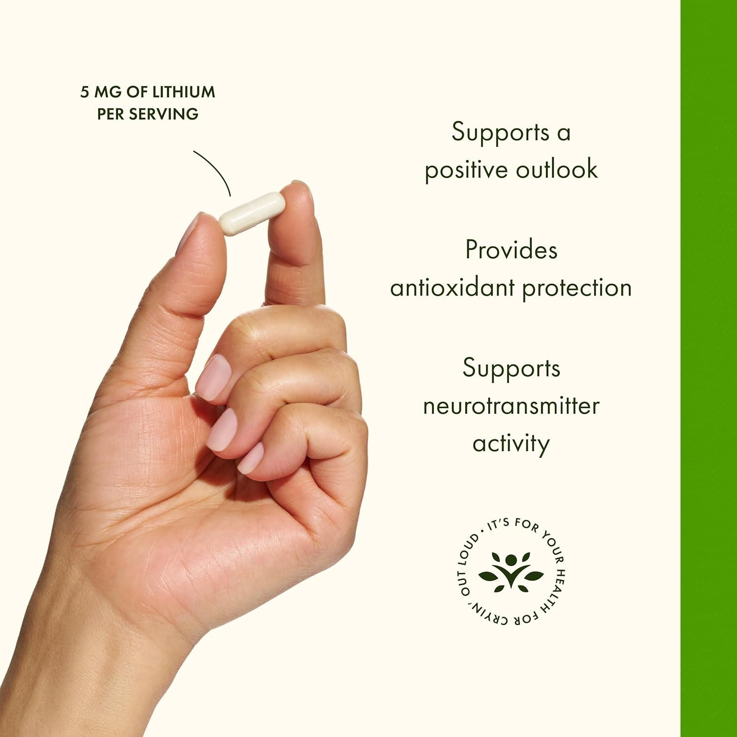 imageSwanson Lithium Orotate Antioxidant Mood Emotional Wellness Behavior Memory Support Supplement 5 mg 60 Veggie Capsules Elemental Lithium60 Count Pack of 1