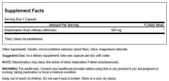 imageSwanson Marshmallow Root Healthy Supports Respiratory Function Digestive Support 500 Milligrams 90 Capsules 2 Pack