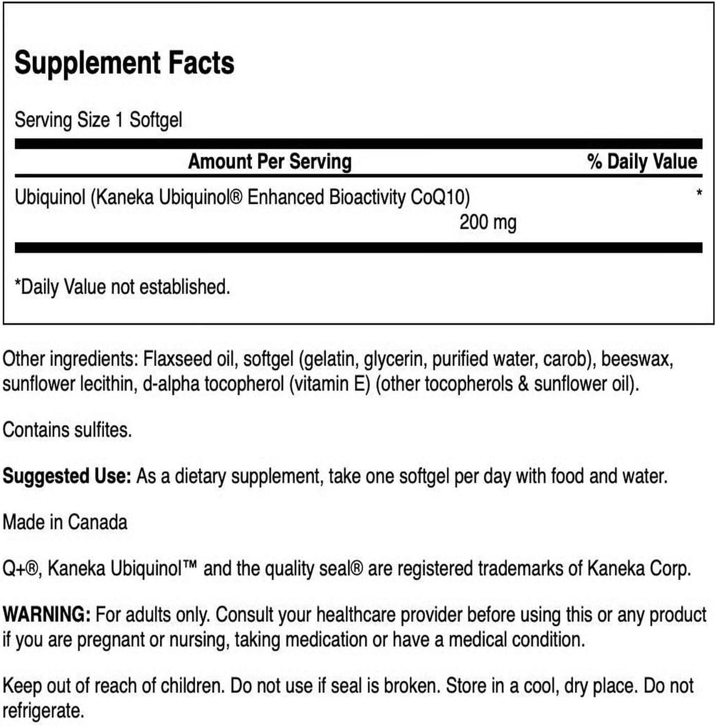 imageSwanson Maximum Strength Ubiquinol 200 Milligrams 30 Sgels