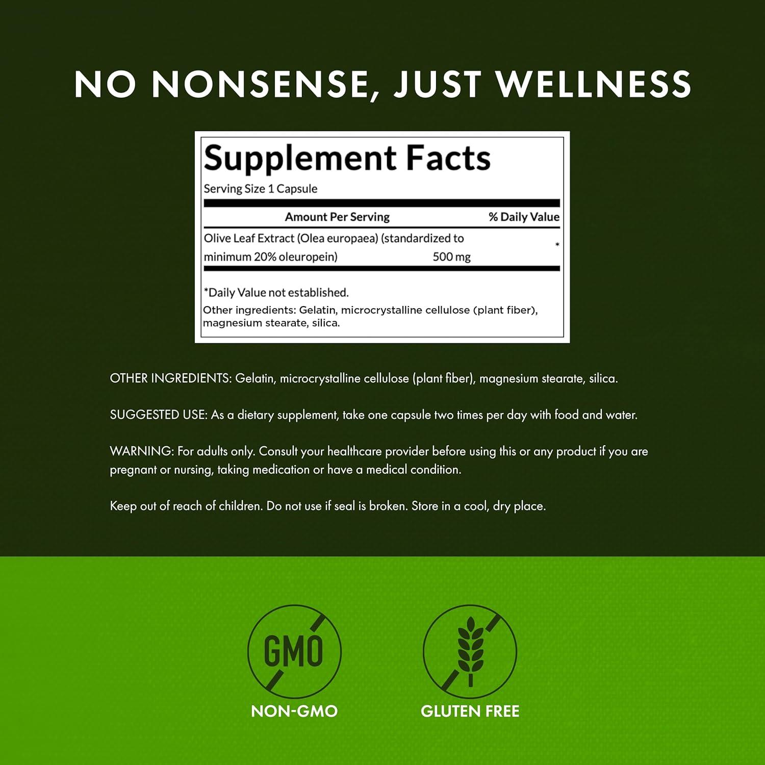 imageSwanson Olive Leaf Extract Capsules with 20 Oleuropein Provides Immune Support Promotes Cardiovascular System Health and Supports Healthy Blood Pressure 120 Capsules 500mg Each120 Count Pack of 1