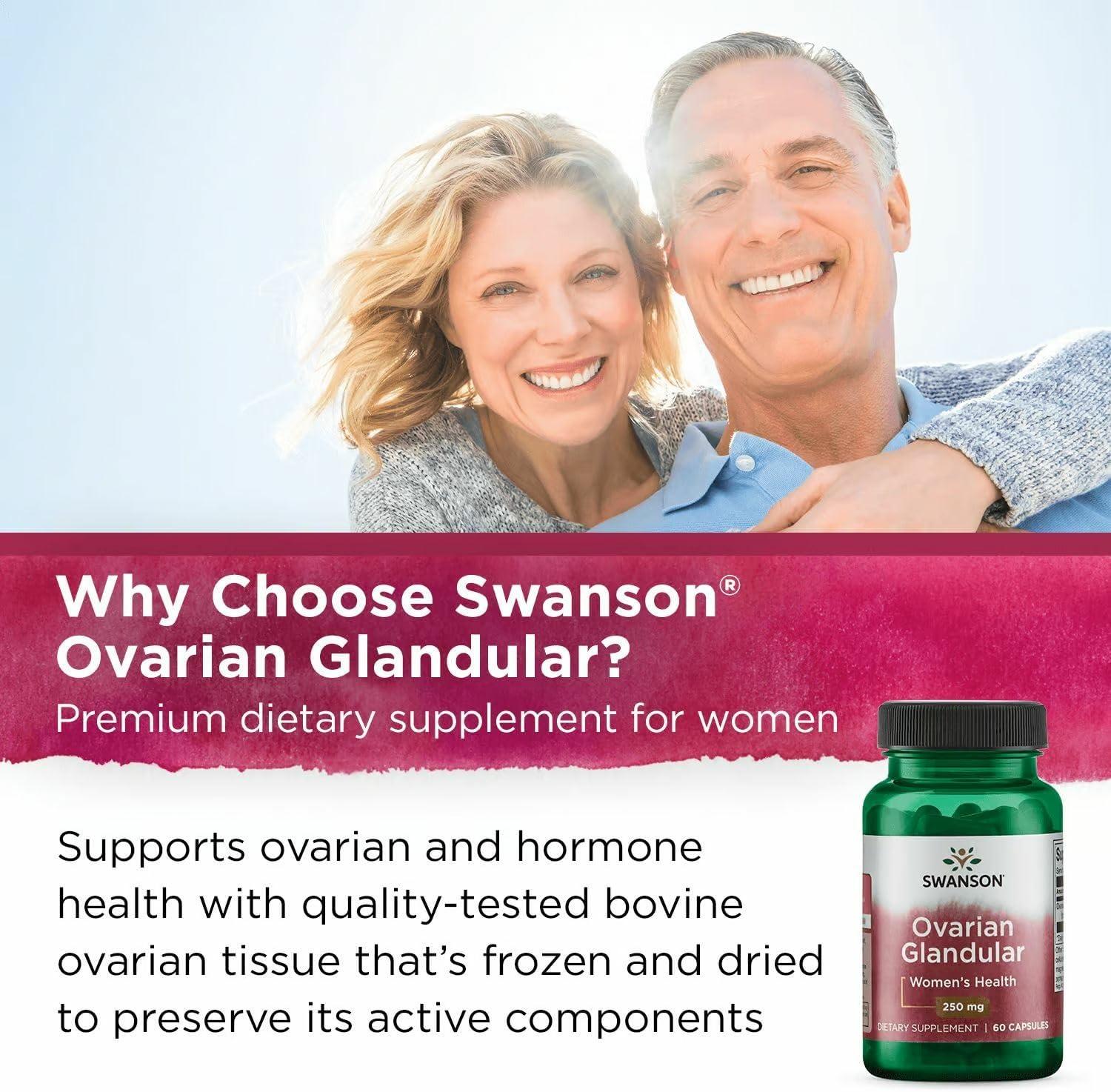 imageSwanson Ovarian Glandular Supplement Womens Glandular Health and Balance Support Premium Bovine Tissue 60 Capsules 250mg Each60 Count Pack of 3