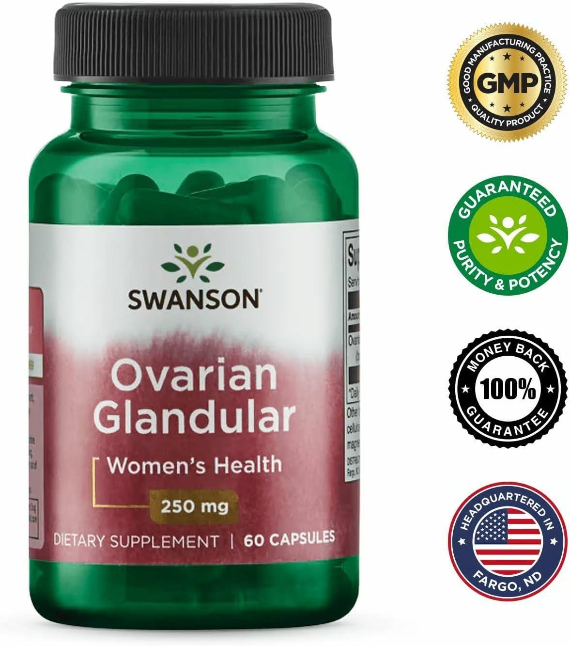 imageSwanson Ovarian Glandular Supplement Womens Glandular Health and Balance Support Premium Bovine Tissue 60 Capsules 250mg Each60 Count Pack of 3