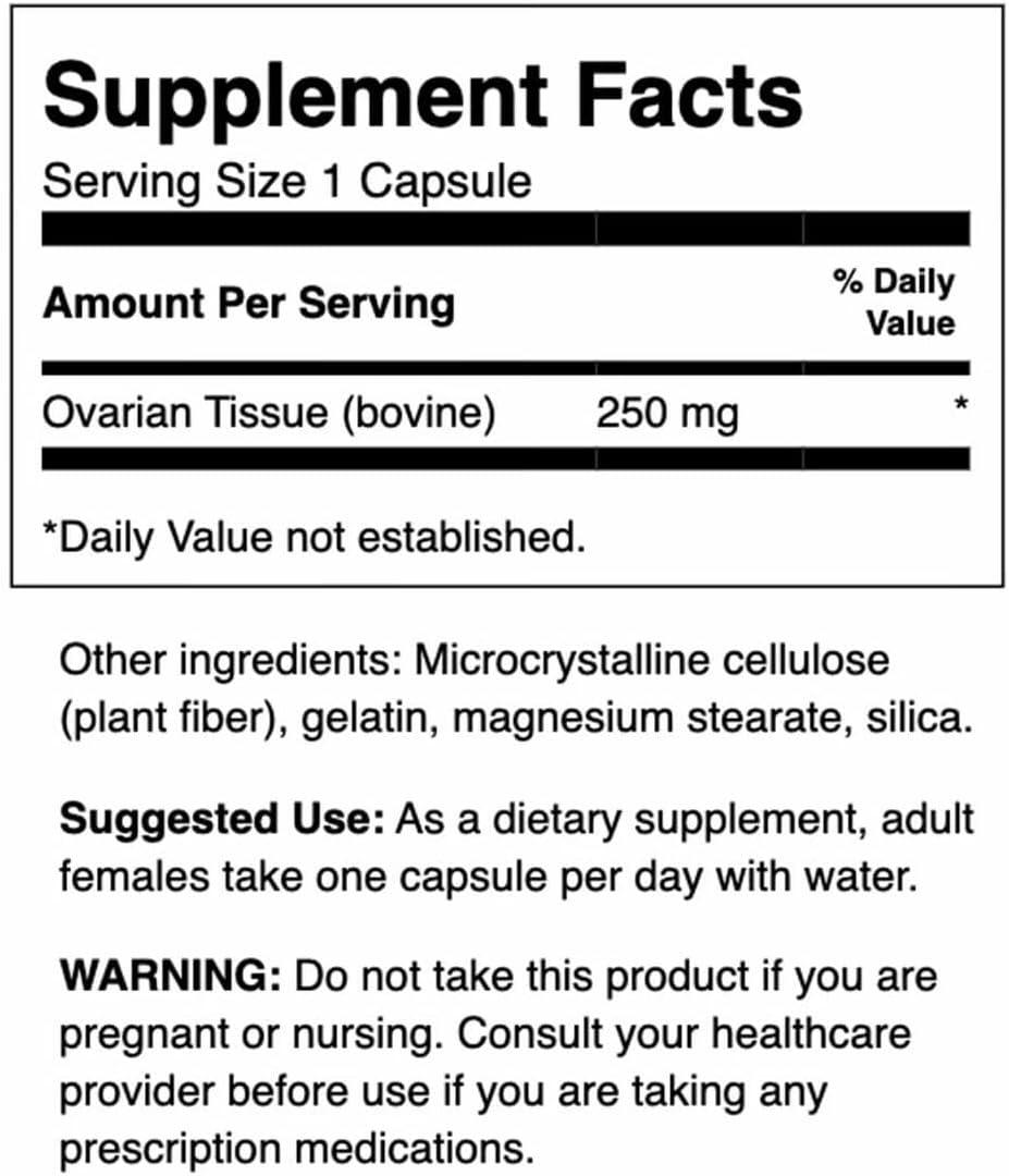 imageSwanson Ovarian Glandular Supplement Womens Glandular Health and Balance Support Premium Bovine Tissue 60 Capsules 250mg Each60 Count Pack of 3