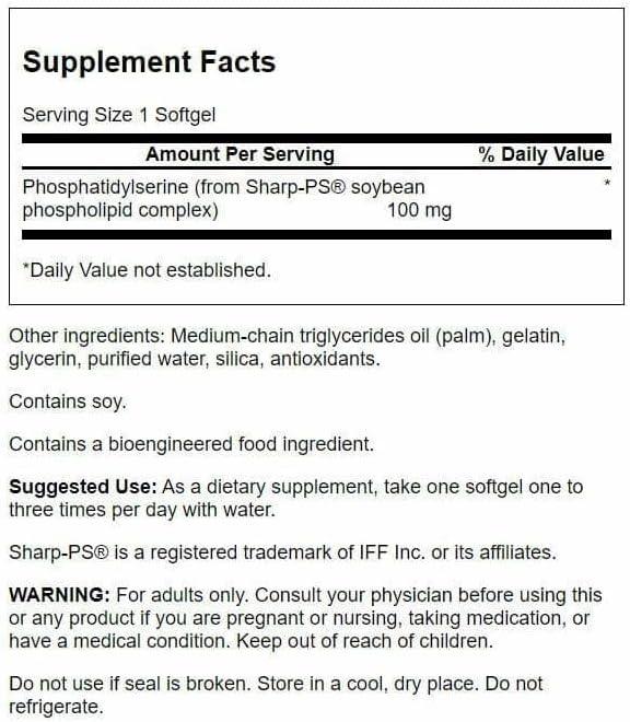 imageSwanson Phosphatidylserine 100 Milligrams 90 Sgels90 Count Pack of 1