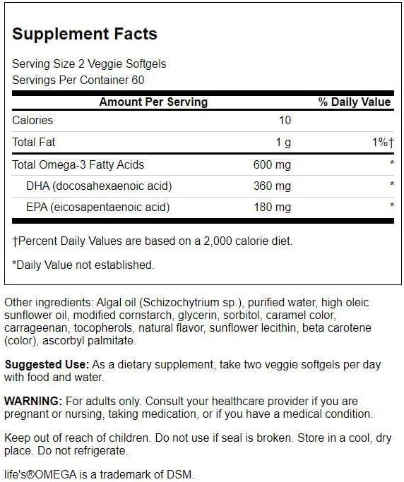 imageSwanson Plant Based Omega3 300 Milligrams 120 Veg Sgels Fish Oil