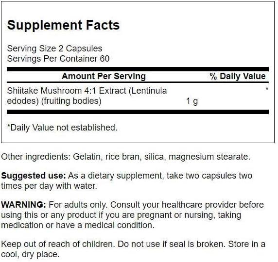 imageSwanson Shiitake Mushroom Extract 41 500 Milligrams 120 Capsules