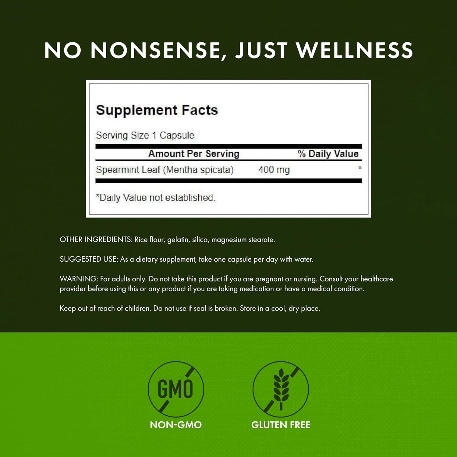 imageSwanson Spearmint Leaf Mentha Spicata Full Spectrum Herbal Supplement Supporting Digestive Health ampamp Mild Stomach Issues Natural Formula Supporting Health ampamp Wellness 60 Capsules 400mg Each60 Count Pack of 3