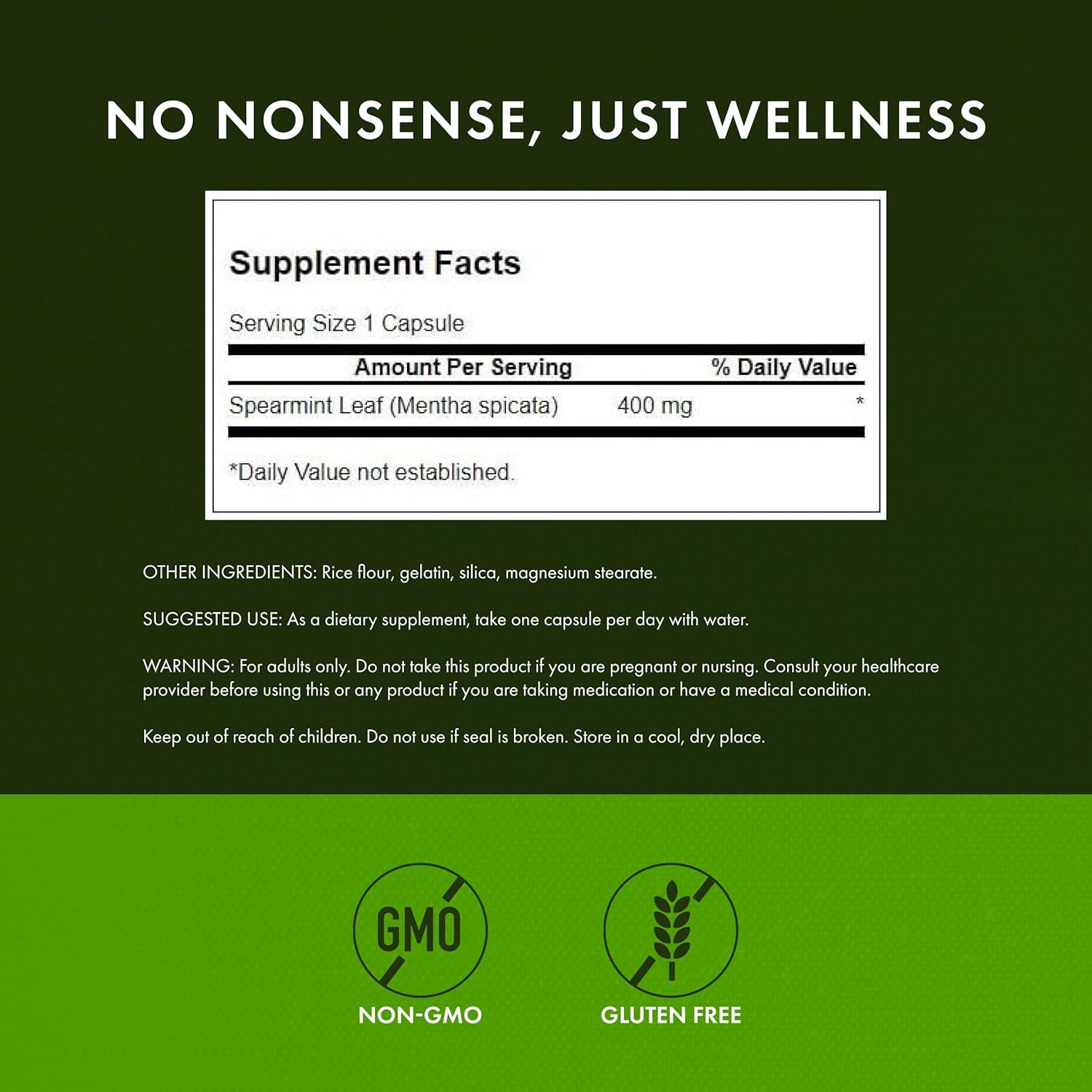 imageSwanson Spearmint Leaf Mentha Spicata Full Spectrum Herbal Supplement Supporting Digestive Health ampamp Mild Stomach Issues Natural Formula Supporting Health ampamp Wellness 60 Capsules 400mg Each60 Count Pack of 2