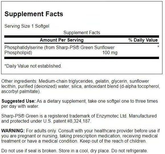 imageSwanson Sunflower Phosphatidylserine SoyFree 100 Milligrams 90 Sgels