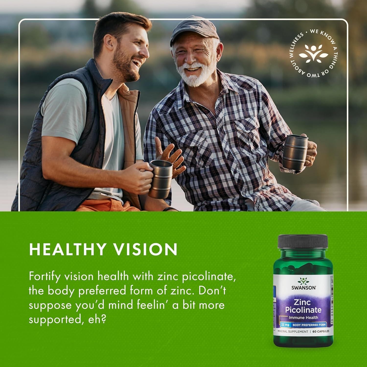 imageSwanson Zinc Picolinate Mineral Supplement Promoting Prostate Health Vision Health ampamp Immune Support Body Preferred Form of Chelated Zinc 60 Capsules 22mg Each60 Count Pack of 3