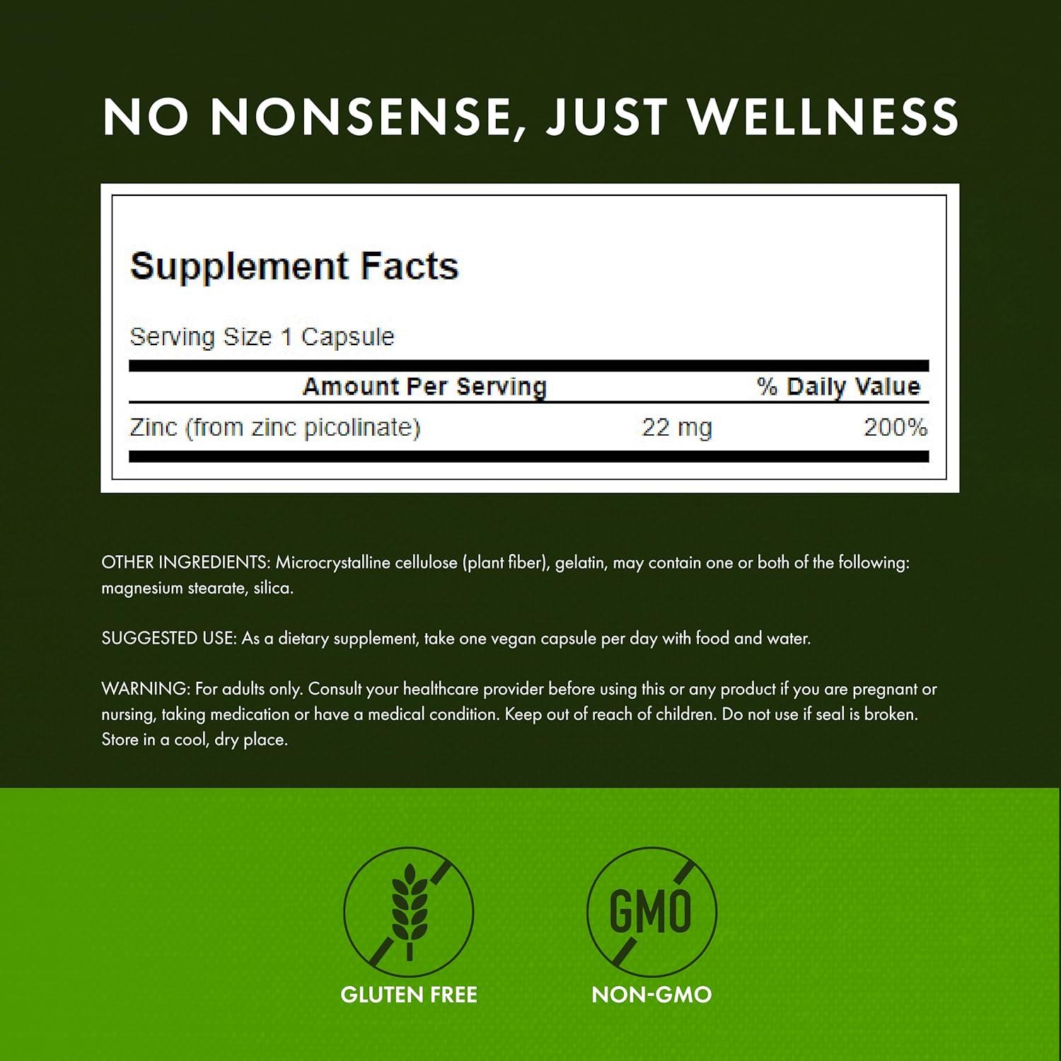 imageSwanson Zinc Picolinate Mineral Supplement Promoting Prostate Health Vision Health ampamp Immune Support Body Preferred Form of Chelated Zinc 60 Capsules 22mg Each60 Count Pack of 3