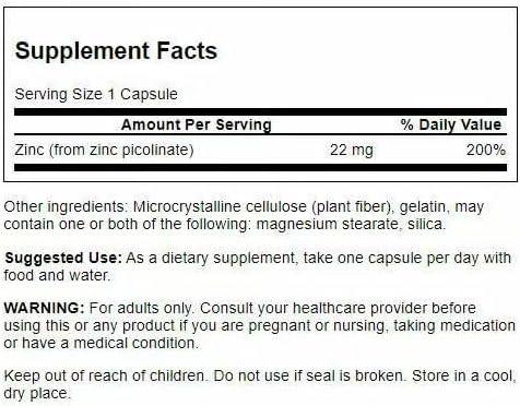 imageSwanson Zinc Picolinate Mineral Supplement Promoting Prostate Health Vision Health ampamp Immune Support Body Preferred Form of Chelated Zinc 60 Capsules 22mg Each60 Count Pack of 4