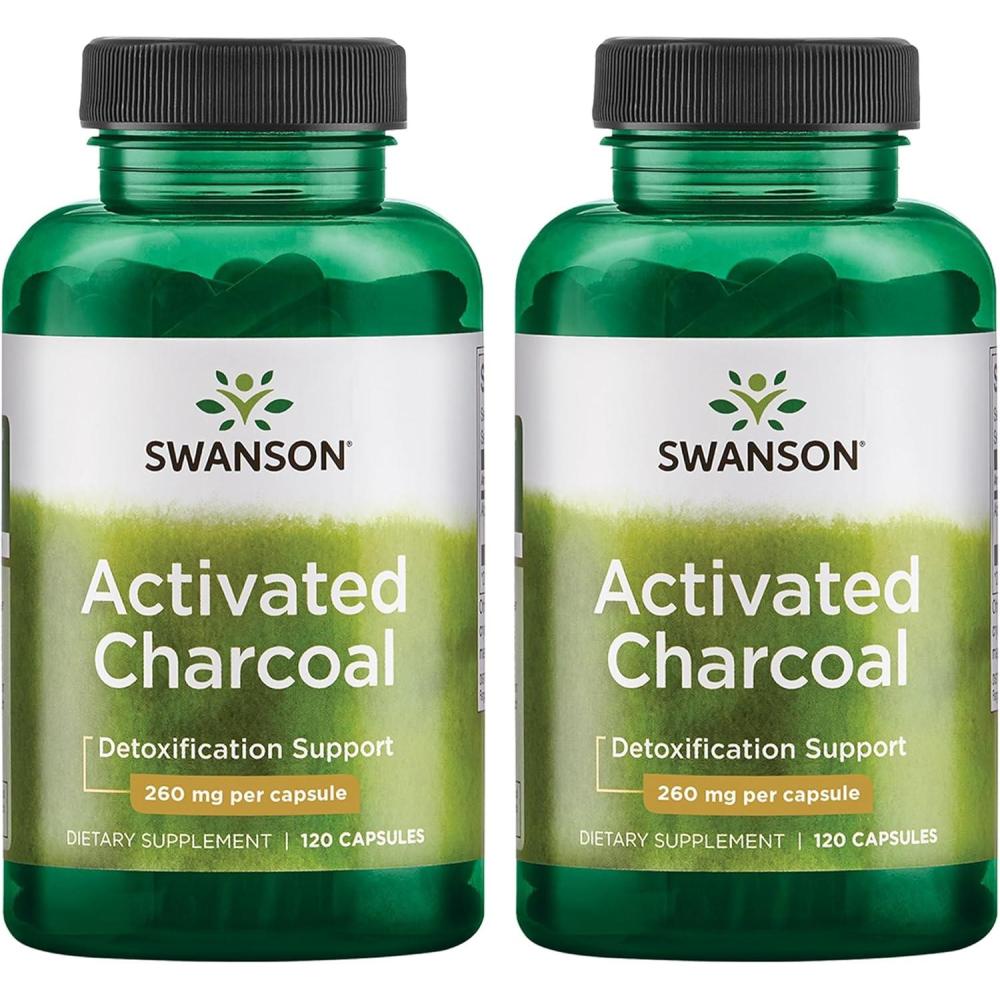 imageSwanson Activated Charcoal  Natural Supplement Supporting Healthy Absorption  Helps wBloating ampamp Maintaining Bowel Regularity  120 Capsules 520mg per Serving120 Count Pack of 2