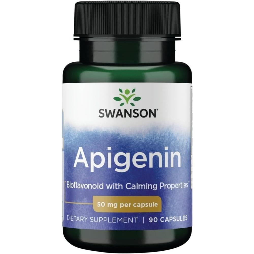 imageSwanson Apigenin Supplement 50mg Capsules 90 Count Helps Promote Sleep Stress Relief ampamp Overall Mens Health90 Count Pack of 1