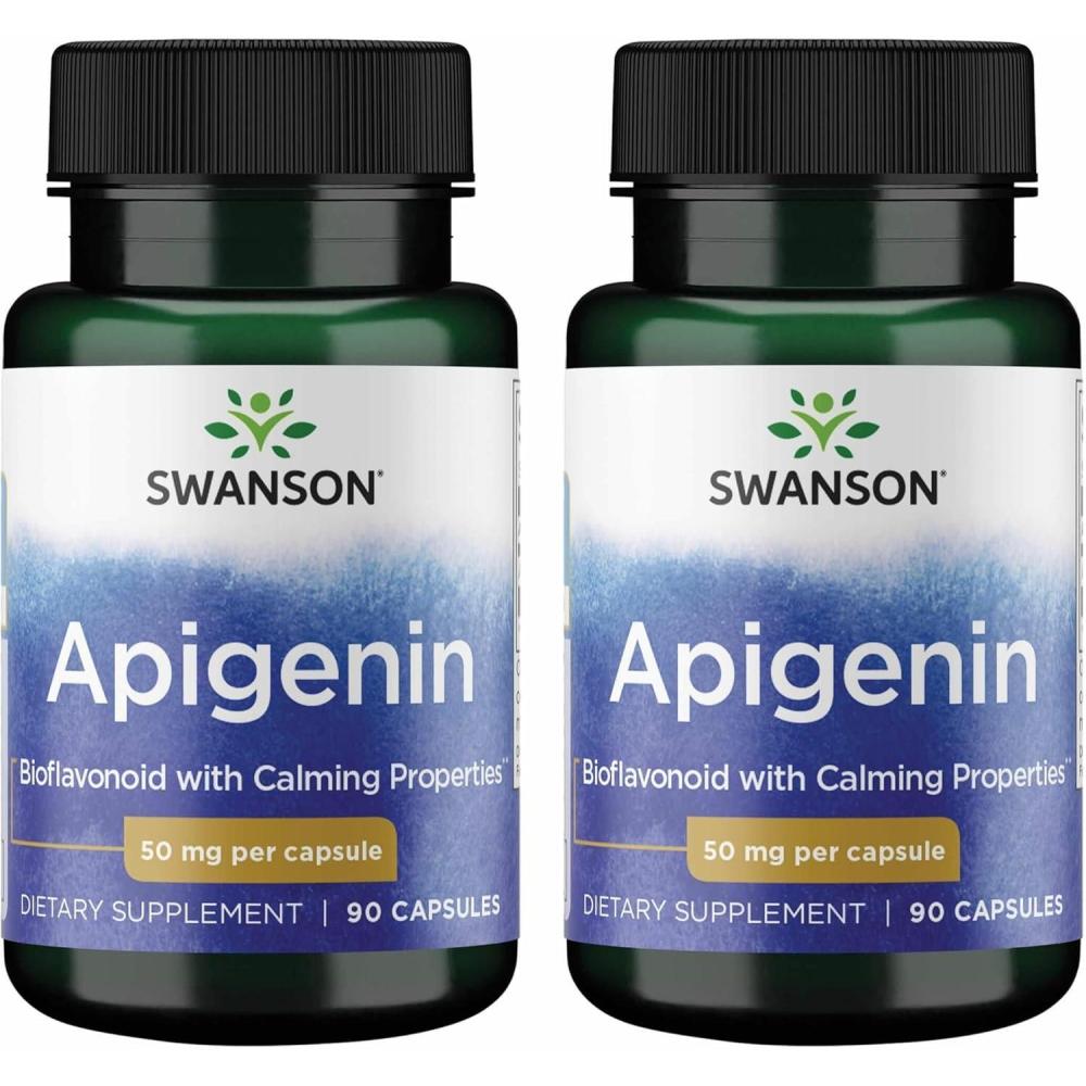 imageSwanson Apigenin Supplement 50mg Capsules 90 Count Helps Promote Sleep Stress Relief ampamp Overall Mens Health90 Count Pack of 2