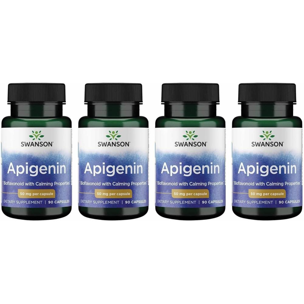 imageSwanson Apigenin Supplement 50mg Capsules 90 Count Helps Promote Sleep Stress Relief ampamp Overall Mens Health90 Count Pack of 4