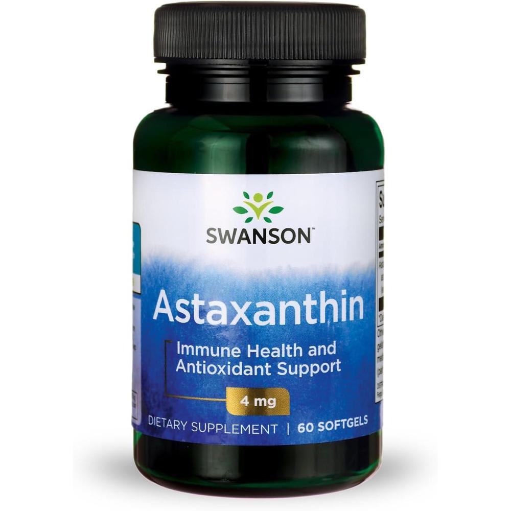 imageSwanson Astaxanthin Eye Vision Brain Skin Health Antioxidant Support Supplement Astaxanthin 4 mg 60 Softgels Sgels