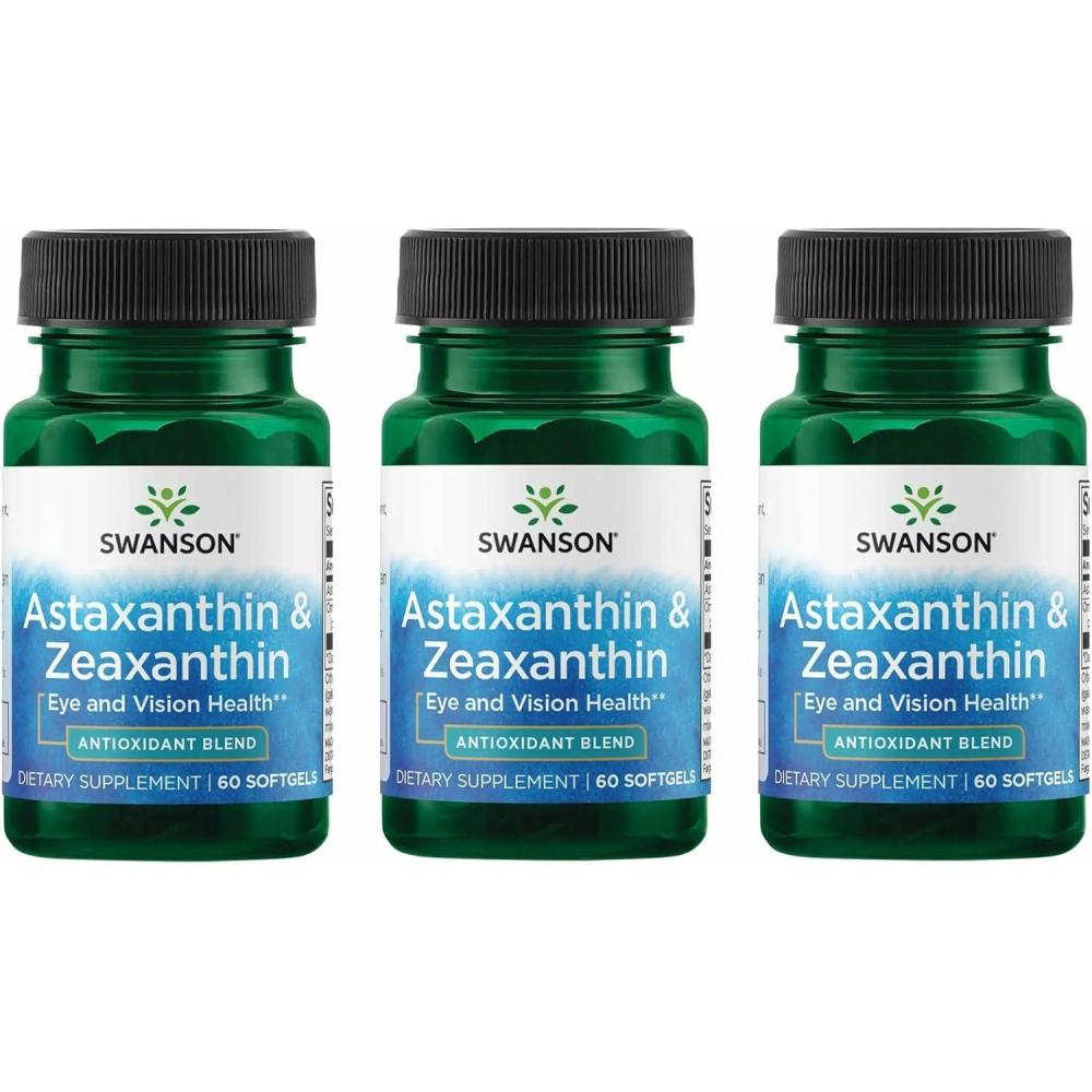 imageSwanson Astaxanthin ampamp Zeaxanthin Eye Vision Brain Skin Health Antioxidant Support Supplement Astaxanthin 4 mg ampamp OmniXan Zeaxanthin 4 mg 60 Softgels Sgels60 Count Pack of 3