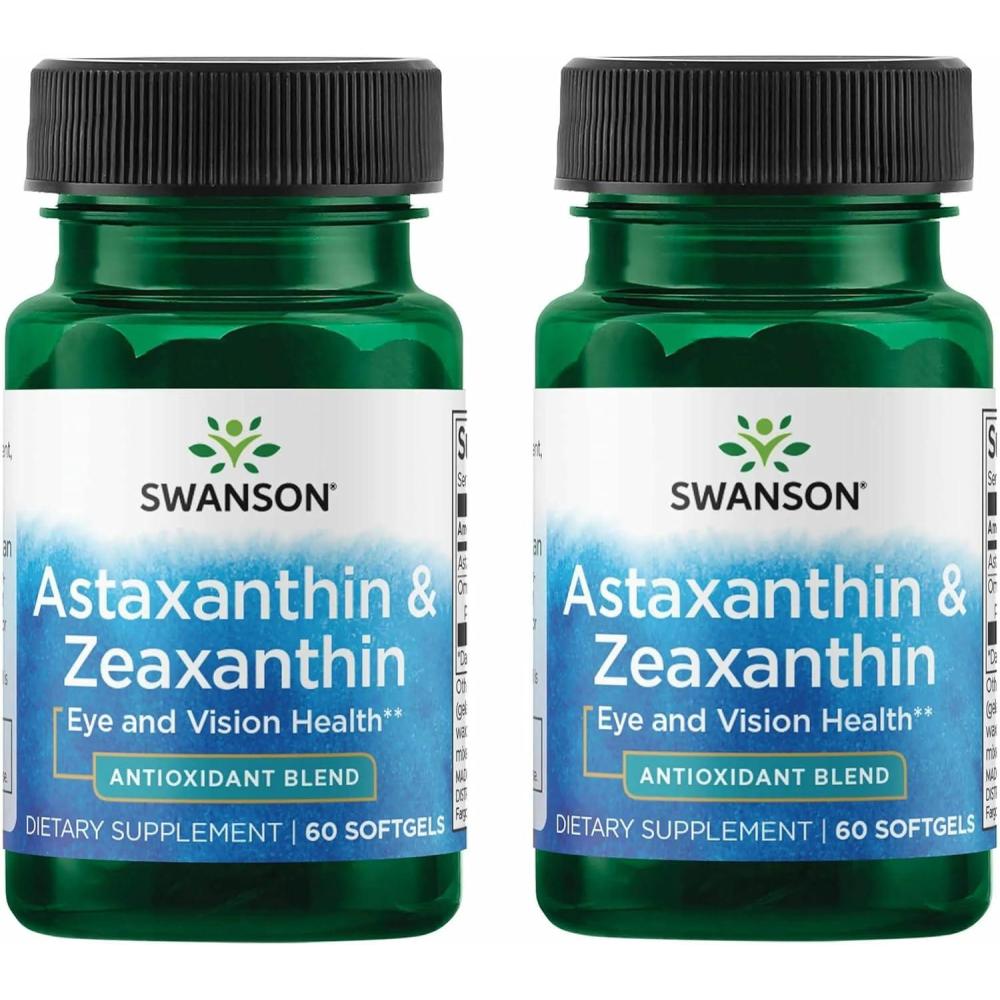 imageSwanson Astaxanthin ampamp Zeaxanthin Eye Vision Brain Skin Health Antioxidant Support Supplement Astaxanthin 4 mg ampamp OmniXan Zeaxanthin 4 mg 60 Softgels Sgels60 Count Pack of 2
