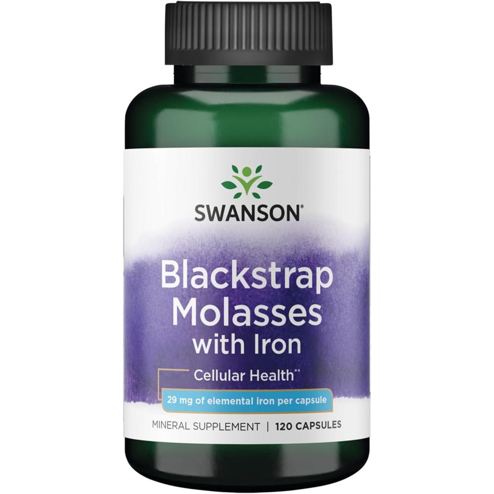 imageSwanson Blackstrap Molasses Natural Iron Supplement Promoting Healthy Skin Premium Wellness Formula 120 Capsules 29mg Each120 Count Pack of 1
