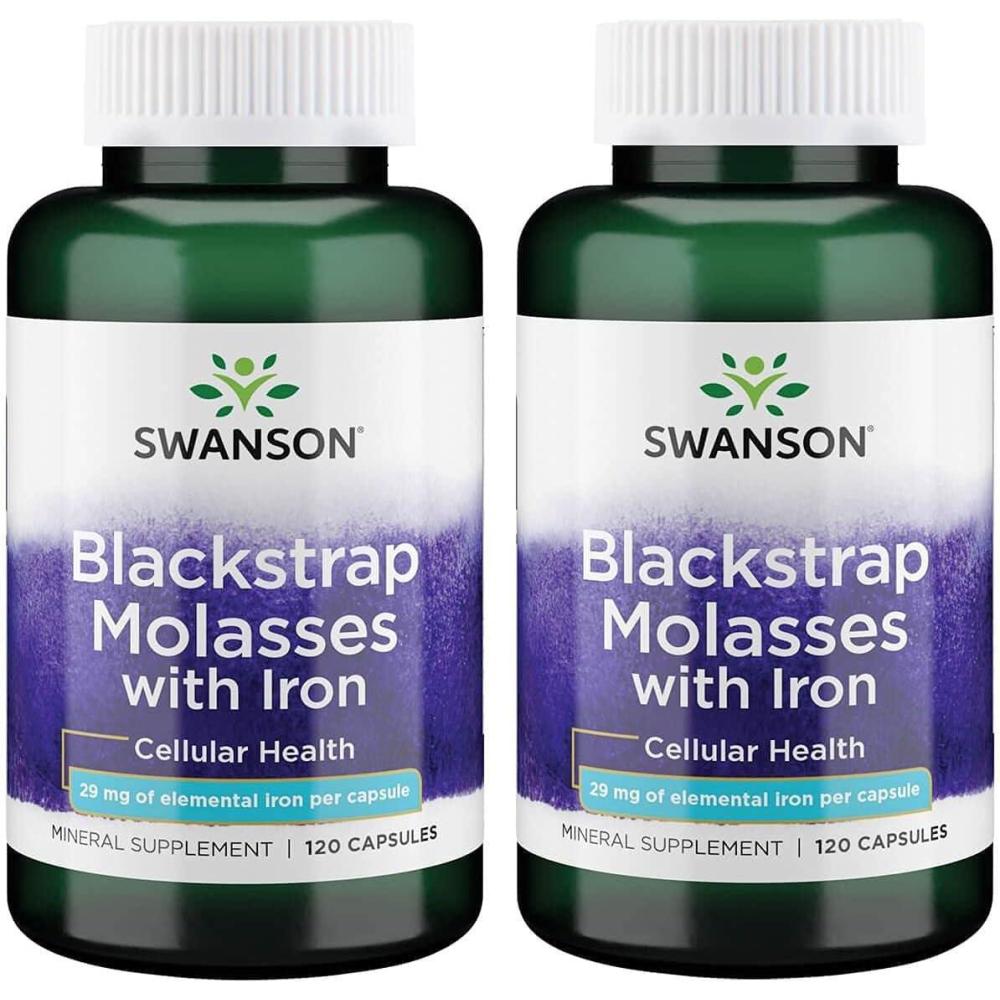 imageSwanson Blackstrap Molasses Natural Iron Supplement Promoting Healthy Skin Premium Wellness Formula 120 Capsules 29mg Each120 Count Pack of 2