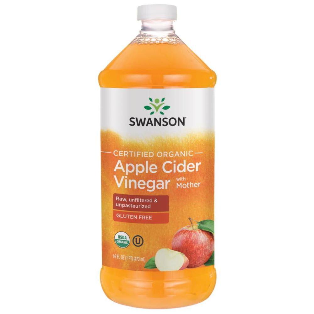imageSwanson Certified Organic Apple Cider Vinegar with Mother 16 fl Ounce 1 pt 473 ml Liquid