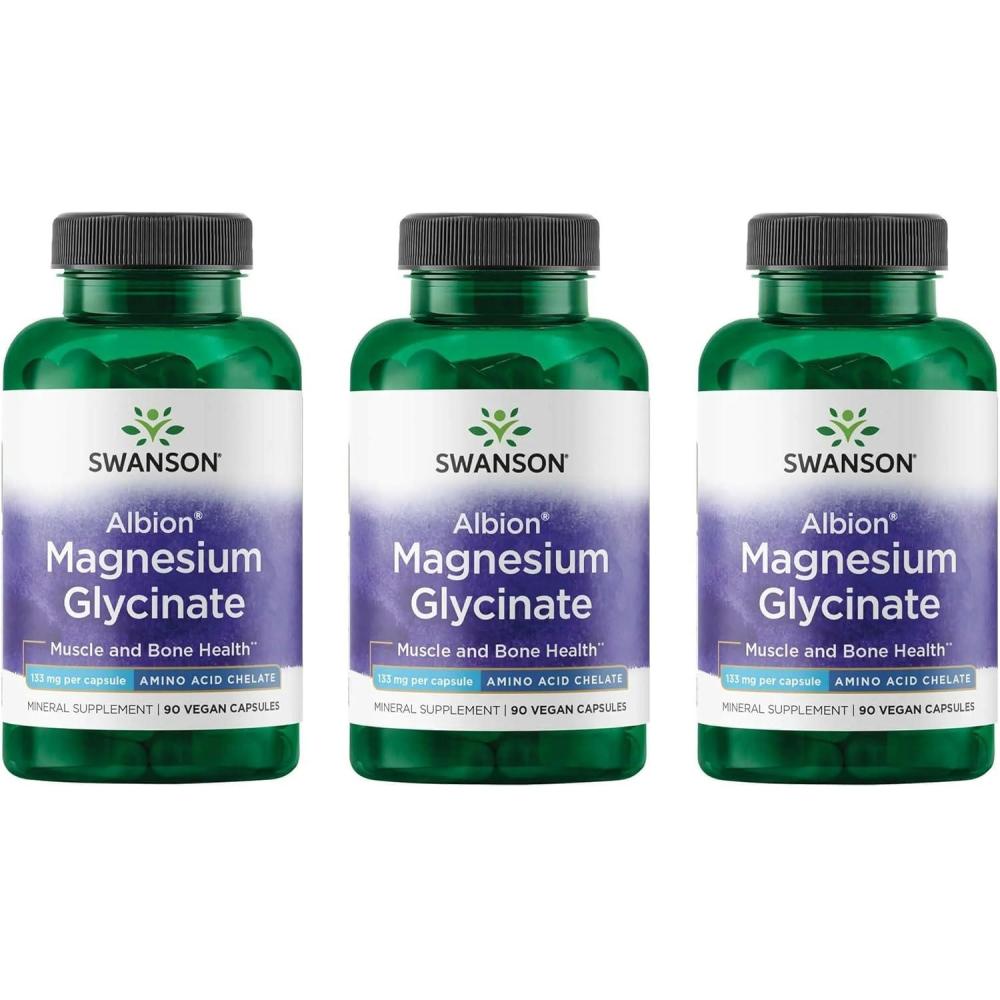 imageSwanson Chelated Magnesium 133 Milligrams 90 Capsules 2 Pack90 Count Pack of 3
