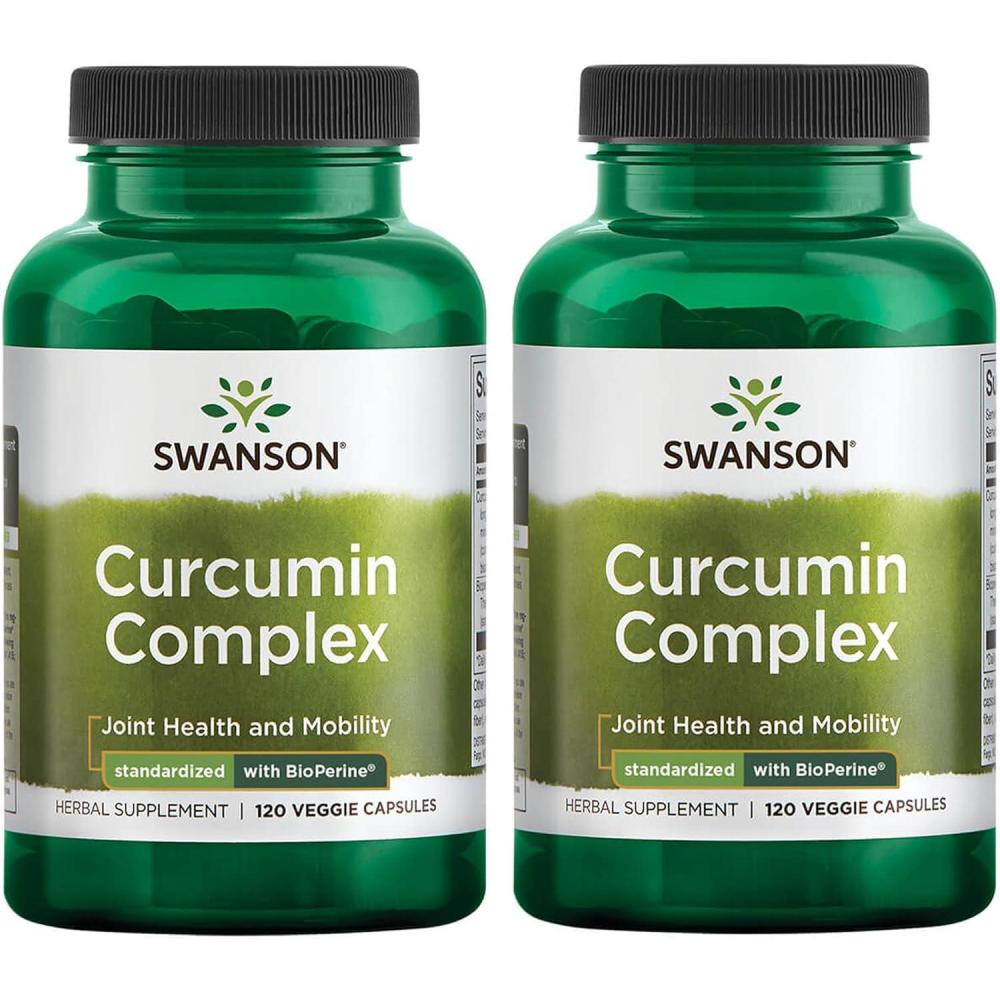 imageSwanson Curcumin Complex  Herbal Supplement Supporting Joint Health Mobility ampamp Physical Function  Standardized with BioPerine for Maximum Absorption  120 Veggie Capsules120 Count Pack of 2