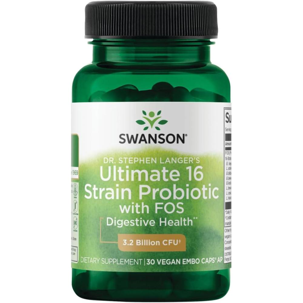 imageSwanson Dr Stephen Langers Formula  Natural Probiotic wPrebiotic FOS  16Strain Supplement Promoting Digestive Support w 32 Billion CFU per Capsule  60 Veggie Capsules 2 Pack30 Count Pack of 1