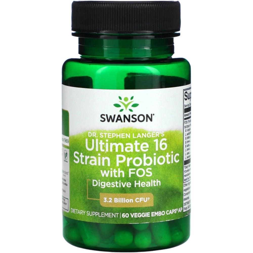 imageSwanson Dr Stephen Langers Formula  Natural Probiotic wPrebiotic FOS  16Strain Supplement Promoting Digestive Support w 32 Billion CFU per Capsule  60 Veggie Capsules