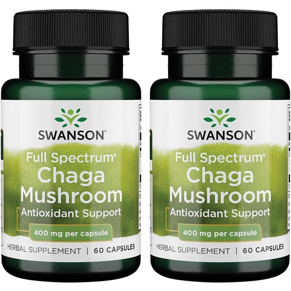 imageSwanson Full Spectrum Chaga Mushroom Antioxidant Immune Support 400 Milligrams 60 Capsules 2 Pack