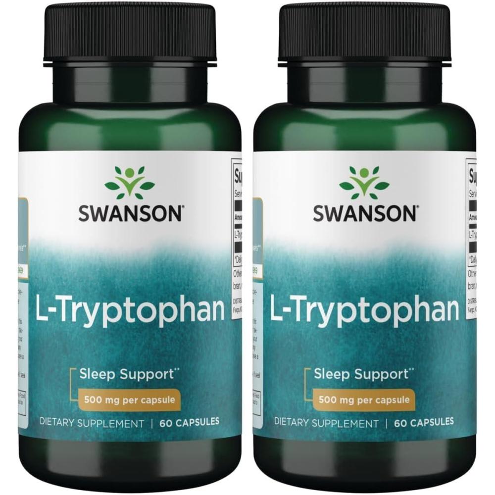 imageSwanson LTryptophan  Amino Acid Supplement  Rest ampamp Relaxation  60 Capsules 500mg Each60 Count Pack of 2