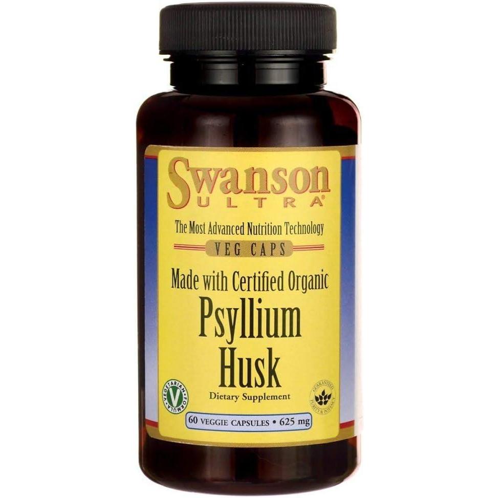 imageSwanson Made with Certified Organic Psyllium Husk 625 Milligrams 60 Veg Capsules
