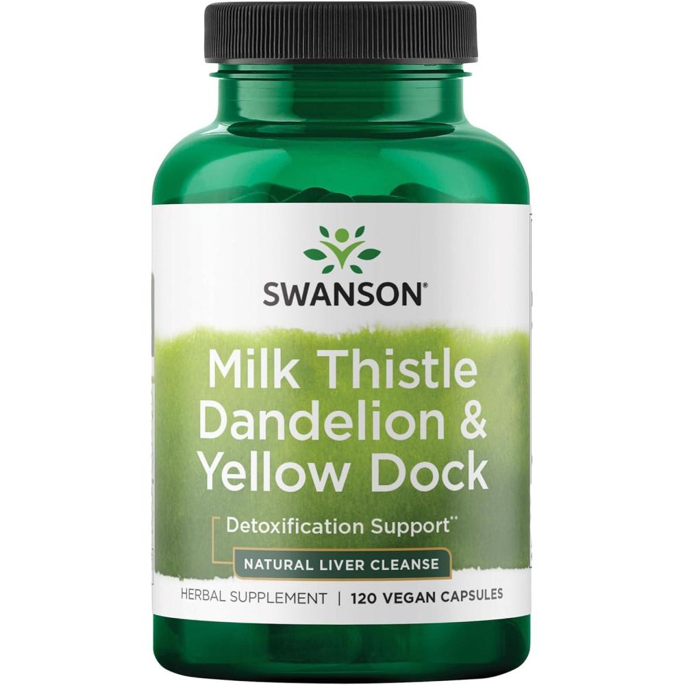 imageSwanson Milk Thistle Dandelion ampamp Yellow Dock  Herbal Liver Support Supplement  Natural Supplement Helping to Maintain Overall Health ampamp Wellbeing  120 Capsules 1 Pack120 Count Pack of 1