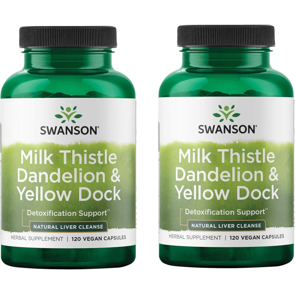 imageSwanson Milk Thistle Dandelion ampamp Yellow Dock  Herbal Liver Support Supplement  Natural Supplement Helping to Maintain Overall Health ampamp Wellbeing  120 Capsules 1 Pack120 Count Pack of 2