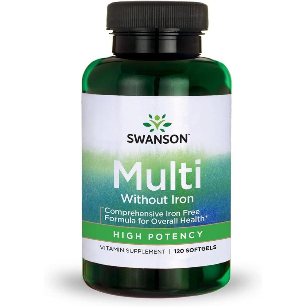 imageSwanson Multi Without Iron Multivitamin Health Supplement IronFree Formula 120 Softgels Sgels