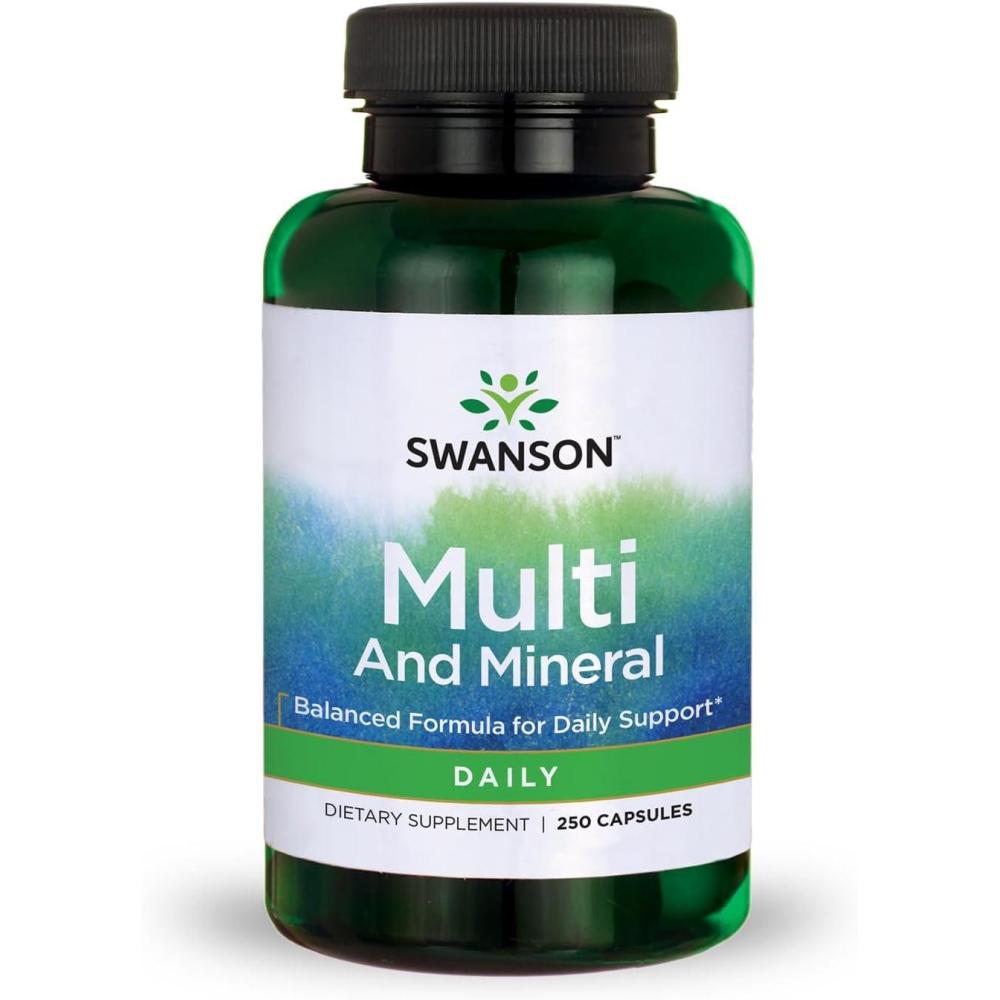 imageSwanson Multi and Mineral Daily Mens Womens Multivitamin Multimineral Health Supplement 250 Capsules Caps
