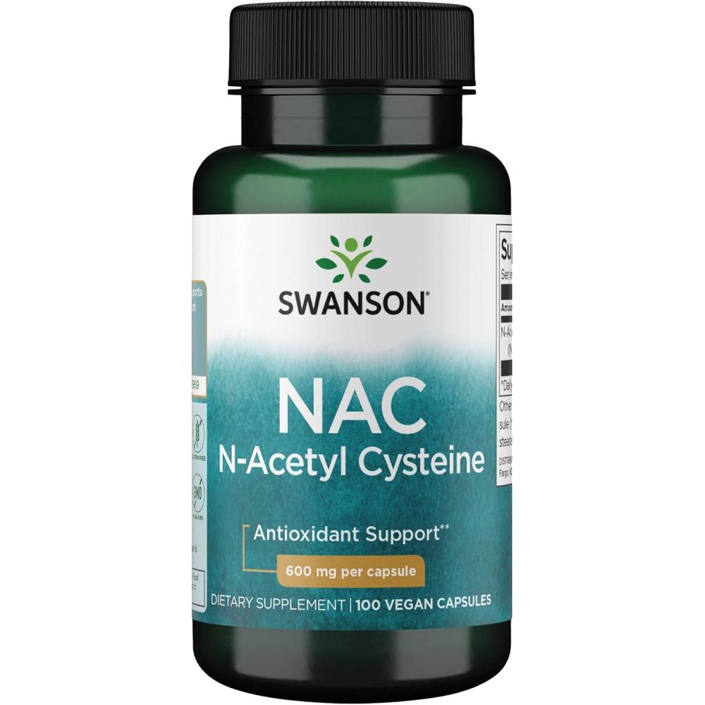 imageSwanson NAC NAcetyl Cysteine Antioxidant Liver Support ampamp Amino Acids Supplement 600 mg 100 Capsules