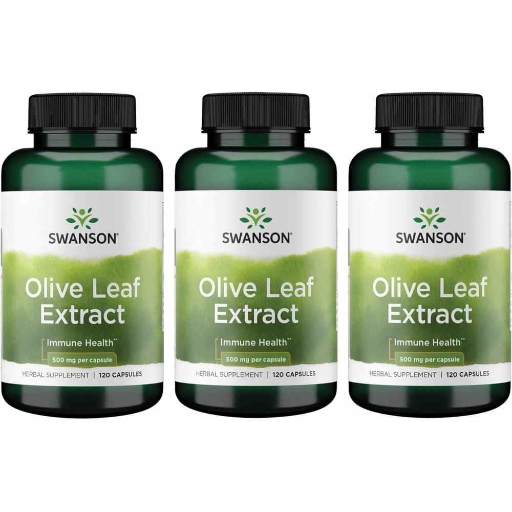 imageSwanson Olive Leaf Extract Capsules with 20 Oleuropein  120 Capsules 500mg Each 2 Bottles120 Count Pack of 3
